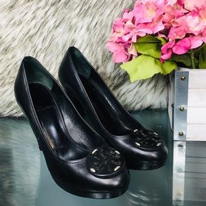 Tory Burch Black Leather Pump Heels 7.5M